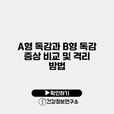 A형 독감과 B형 독감 증상 비교 및 격리 방법