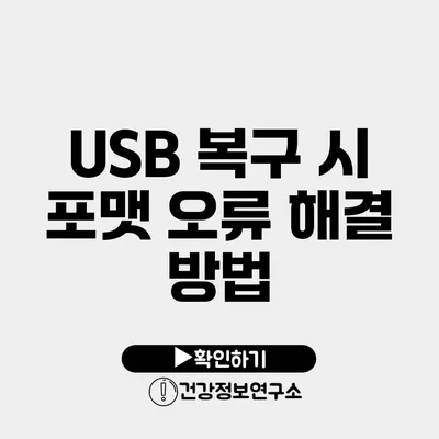 USB 복구 시 포맷 오류 해결 방법