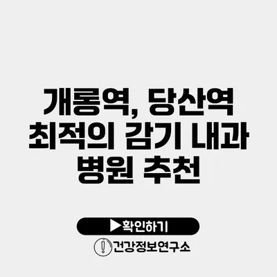 개롱역, 당산역 최적의 감기 내과 병원 추천