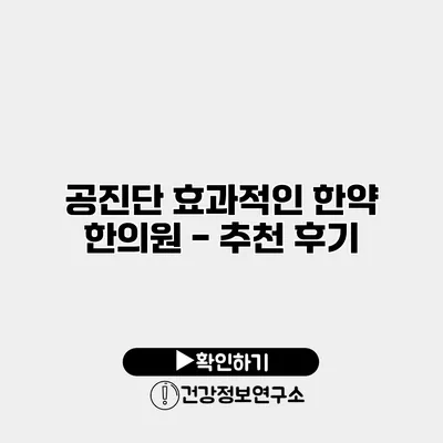 공진단 효과적인 한약 한의원 - 추천 후기