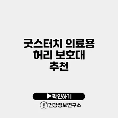 굿스터치 의료용 허리 보호대 추천