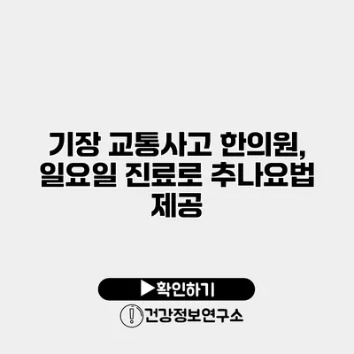 기장 교통사고 한의원, 일요일 진료로 추나요법 제공