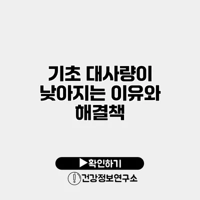 기초 대사량이 낮아지는 이유와 해결책