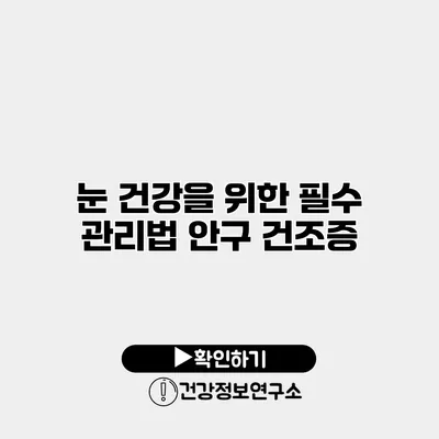 눈 건강을 위한 필수 관리법 안구 건조증