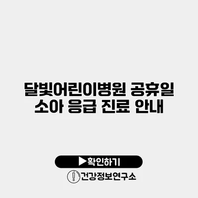 달빛어린이병원 공휴일 소아 응급 진료 안내