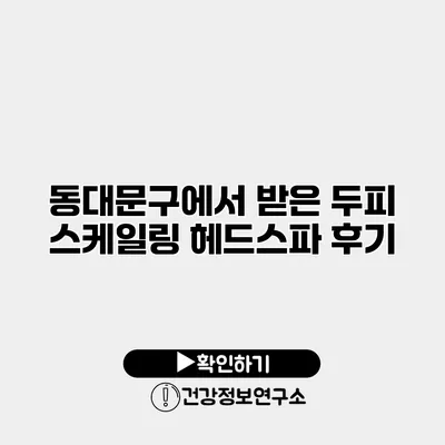 동대문구에서 받은 두피 스케일링 헤드스파 후기