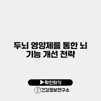 두뇌 영양제를 통한 뇌 기능 개선 전략