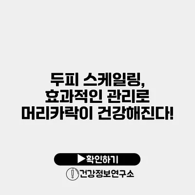 두피 스케일링, 효과적인 관리로 머리카락이 건강해진다!