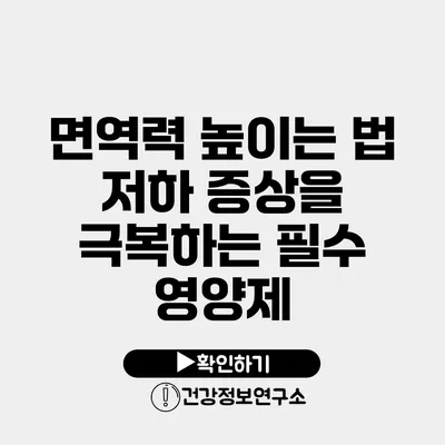 면역력 높이는 법 저하 증상을 극복하는 필수 영양제