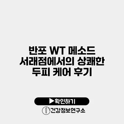 반포 WT 메소드 서래점에서의 상쾌한 두피 케어 후기