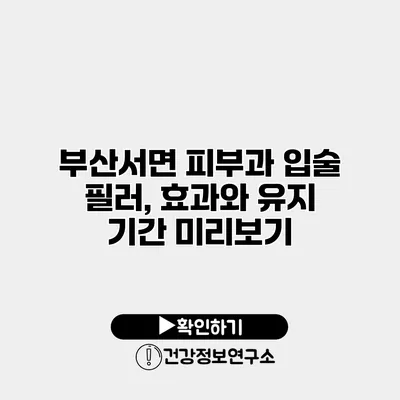 부산서면 피부과 입술 필러, 효과와 유지 기간 미리보기