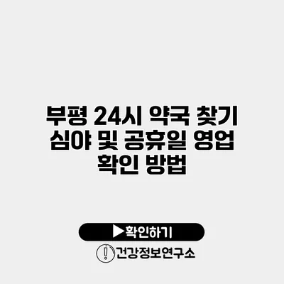 부평 24시 약국 찾기 심야 및 공휴일 영업 확인 방법