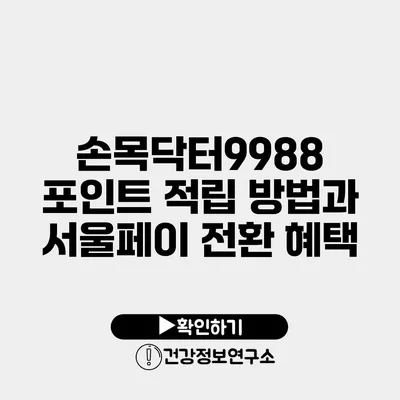 손목닥터9988 포인트 적립 방법과 서울페이 전환 혜택