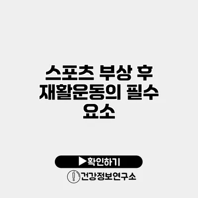 스포츠 부상 후 재활운동의 필수 요소