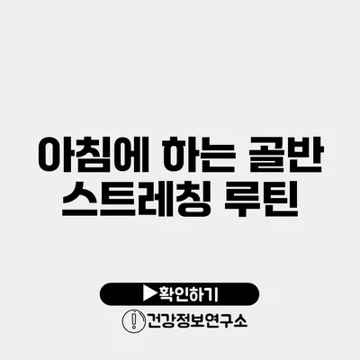 아침에 하는 골반 스트레칭 루틴