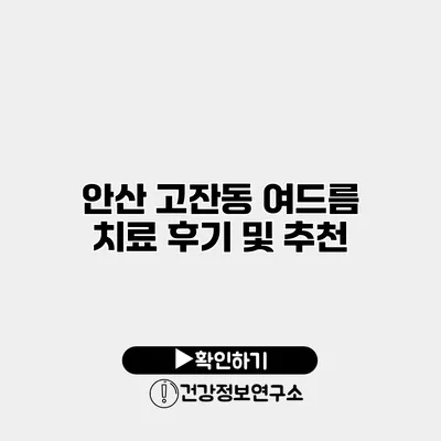 안산 고잔동 여드름 치료 후기 및 추천