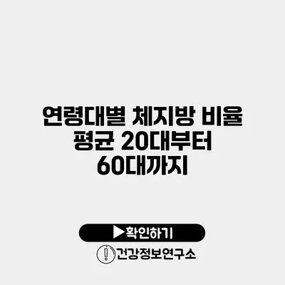 연령대별 체지방 비율 평균 20대부터 60대까지