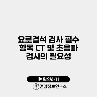 요로결석 검사 필수 항목 CT 및 초음파 검사의 필요성