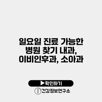 일요일 진료 가능한 병원 찾기 내과, 이비인후과, 소아과