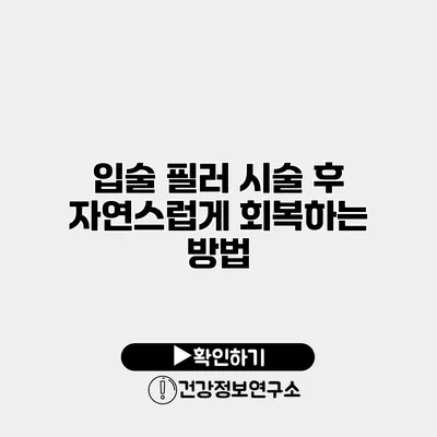 입술 필러 시술 후 자연스럽게 회복하는 방법
