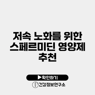 저속 노화를 위한 스페르미딘 영양제 추천