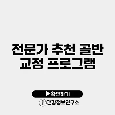 전문가 추천 골반 교정 프로그램