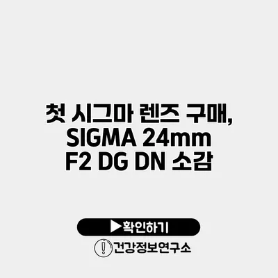 첫 시그마 렌즈 구매, SIGMA 24mm F2 DG DN 소감