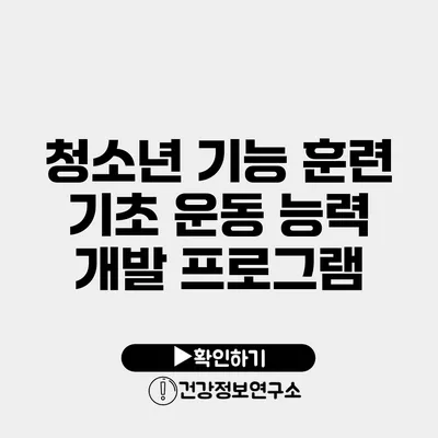 청소년 기능 훈련 기초 운동 능력 개발 프로그램