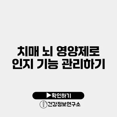 치매 뇌 영양제로 인지 기능 관리하기