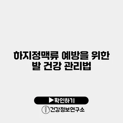 하지정맥류 예방을 위한 발 건강 관리법