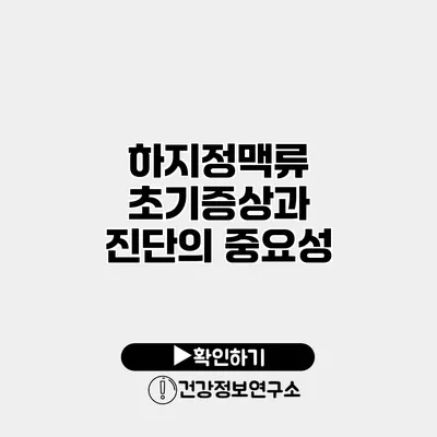 하지정맥류 초기증상과 진단의 중요성