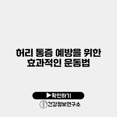 허리 통증 예방을 위한 효과적인 운동법