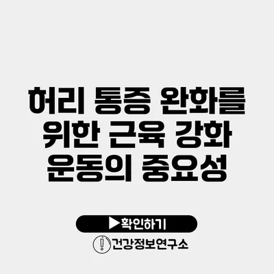 허리 통증 완화를 위한 근육 강화 운동의 중요성