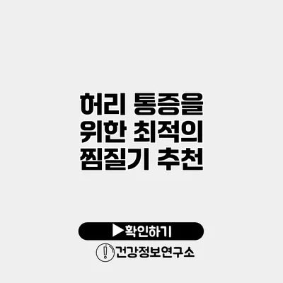 허리 통증을 위한 최적의 찜질기 추천