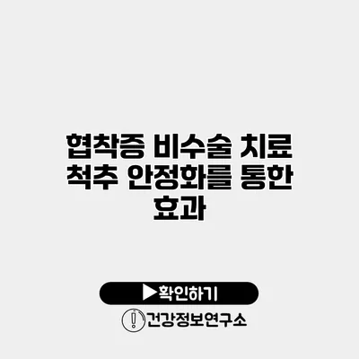 협착증 비수술 치료 척추 안정화를 통한 효과