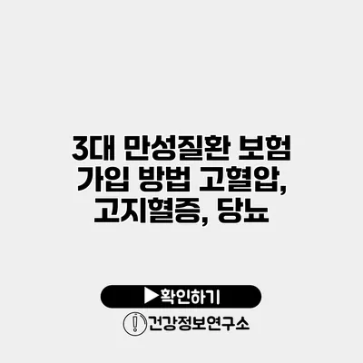 3대 만성질환 보험 가입 방법 고혈압, 고지혈증, 당뇨
