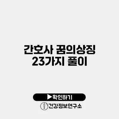 간호사 꿈의상징 23가지 풀이