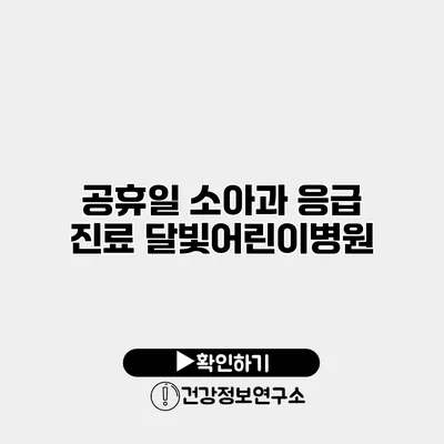 공휴일 소아과 응급 진료 달빛어린이병원