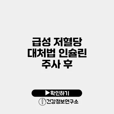 급성 저혈당 대처법 인슐린 주사 후