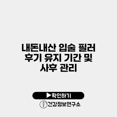 내돈내산 입술 필러 후기 유지 기간 및 사후 관리