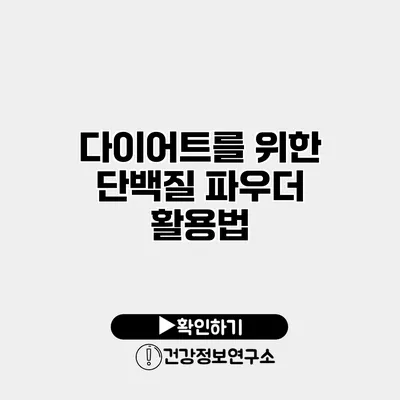 다이어트를 위한 단백질 파우더 활용법