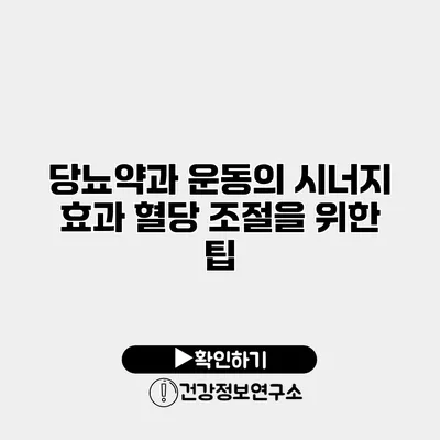 당뇨약과 운동의 시너지 효과 혈당 조절을 위한 팁