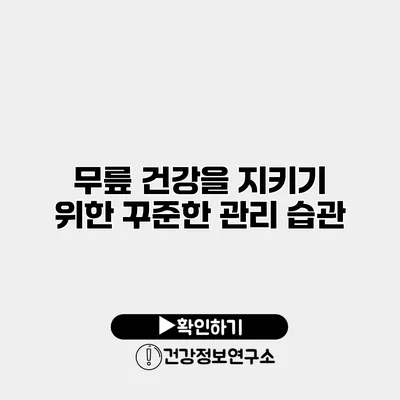 무릎 건강을 지키기 위한 꾸준한 관리 습관