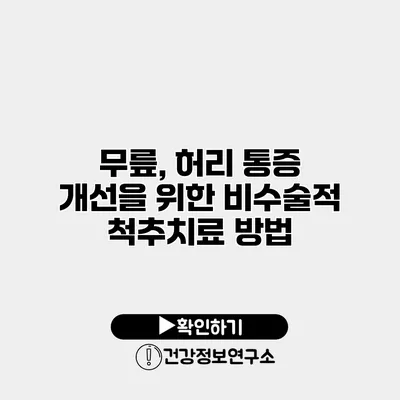 무릎, 허리 통증 개선을 위한 비수술적 척추치료 방법