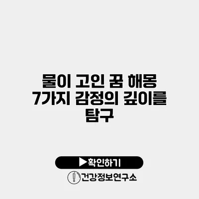 물이 고인 꿈 해몽 7가지 감정의 깊이를 탐구