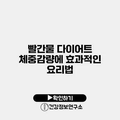 빨간물 다이어트 체중감량에 효과적인 요리법