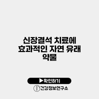 신장결석 치료에 효과적인 자연 유래 약물