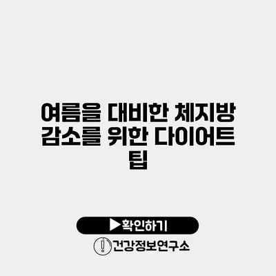 여름을 대비한 체지방 감소를 위한 다이어트 팁