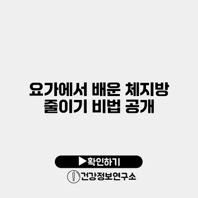 요가에서 배운 체지방 줄이기 비법 공개