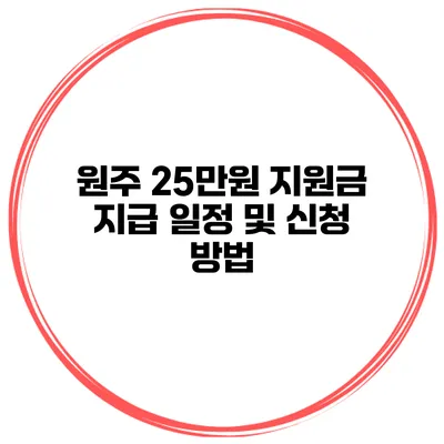 원주 25만원 지원금 지급 일정 및 신청 방법